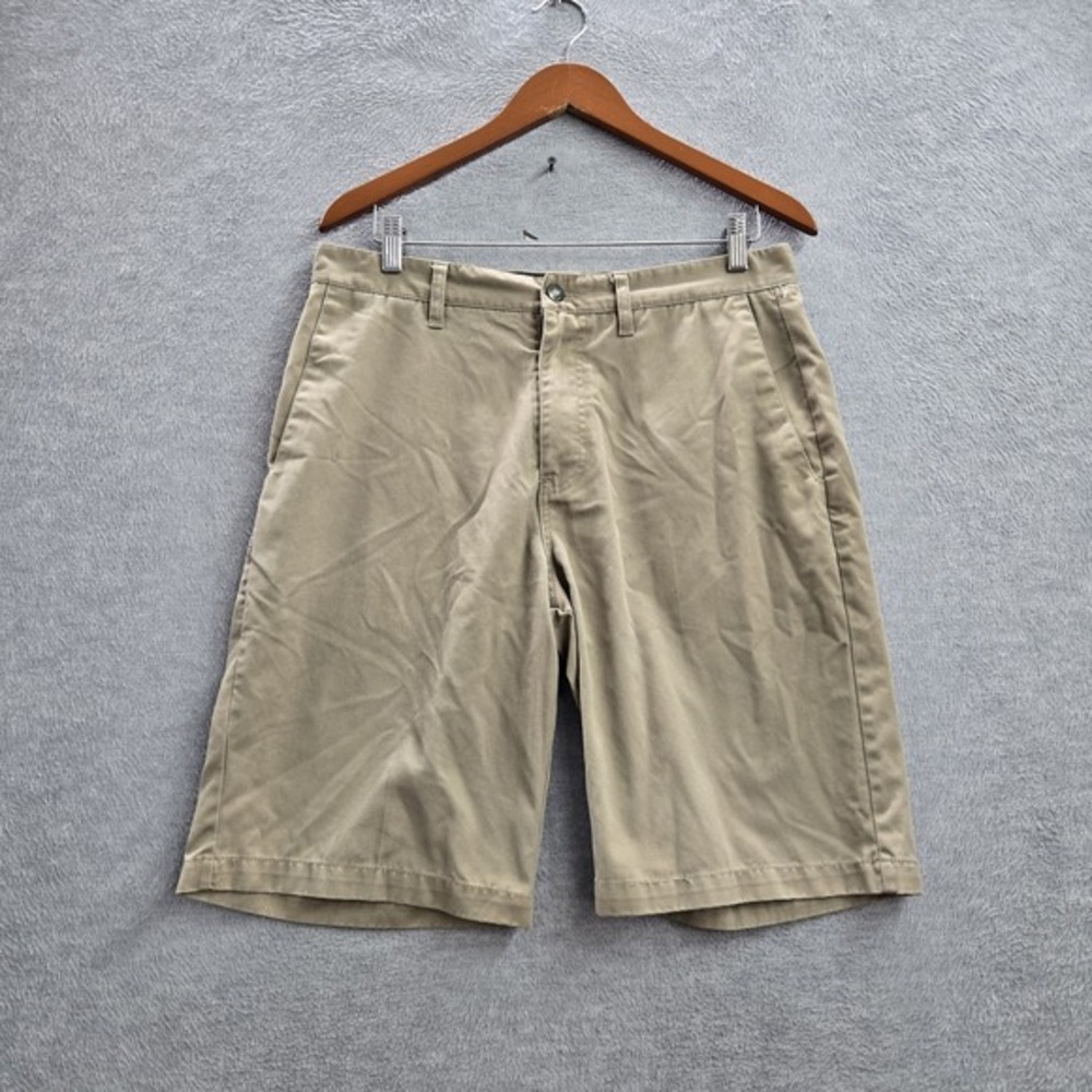 Volcom Men Shorts‎ 32 Khaki Embroidered Chino Logo 9" Inseam